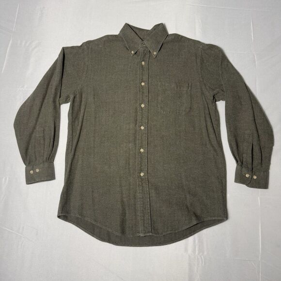Vintage Viyella Shirt Mens Medium Olive Green Cotton Button Up USA Made M - Picture 1 of 8